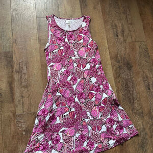 Women's Cupio Pink & White Butterfly Print Sleeveless Dress M